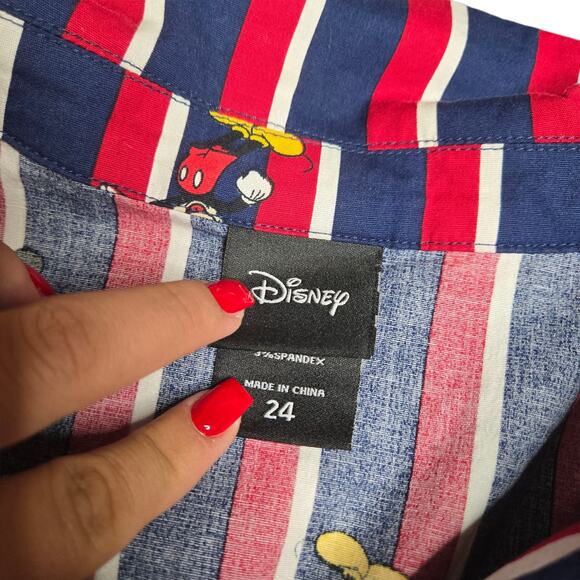 Disney Mickey Mouse Retro Swing Dress - Poplin Striped Red & Blue Size: 24 - Picture 5 of 7